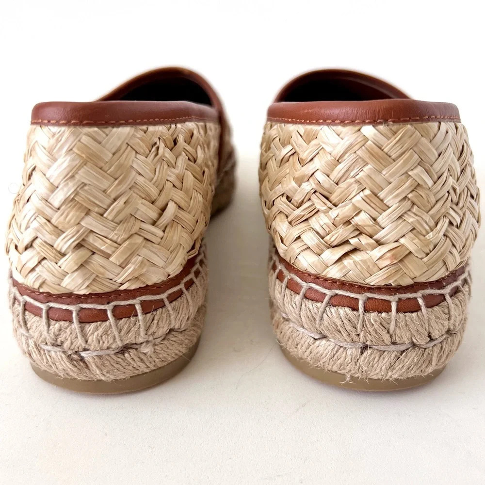 GUCCI || Adela GG Raffia Espadrilles Brown Leather Logo EU 36 US 6 - Picture 8 of 13